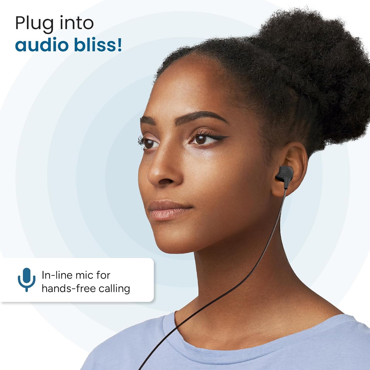 Ambrane Wired Earphones with Mic | 3.5mm Audio Jack | 14mm Driver for HD Sound & Deep Bass | Tangle-Free 1.2m Cable | In Ear Comfort Fit | Compatible with Mobiles, Tablets, Laptops, PCs (EP-83 Orange)