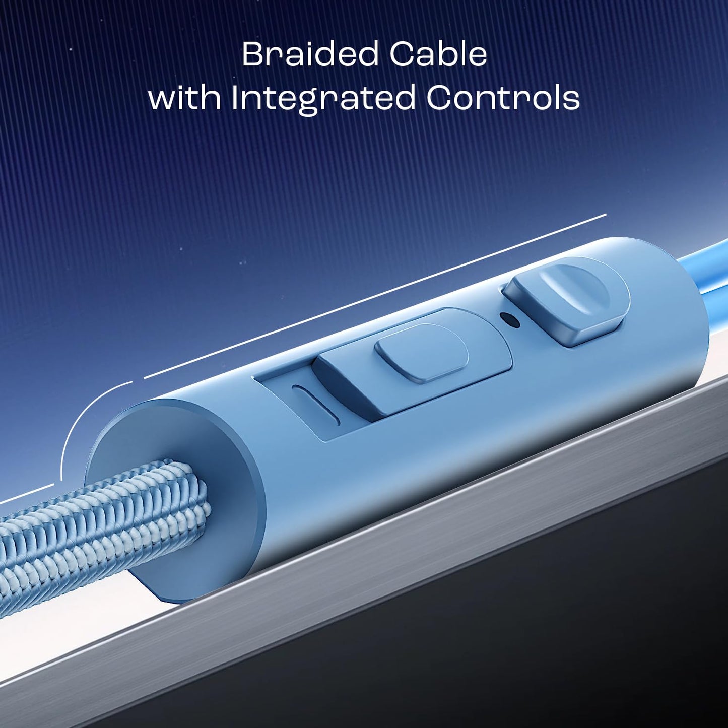 boAt Bassheads 162 V2 Wired Earphones with 10Mm Drivers, Metallic in Ear Earbuds, Integrated Controls, in-Line Microphone, Ergonomic Fit, Braided Cable & 3.5Mm Jack(Calm Blue)