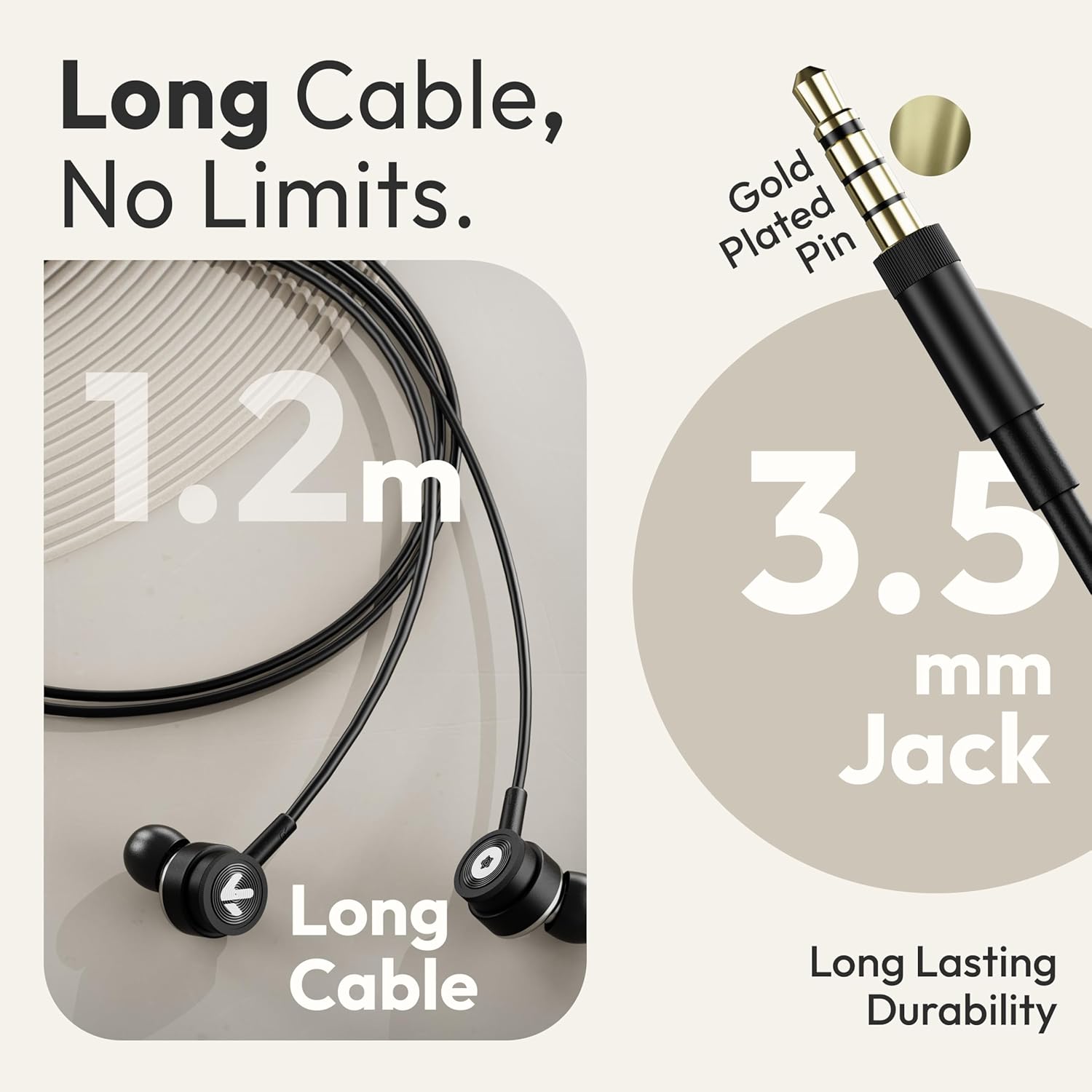 Boult XO Black Wired Earphones with 3.5mm Jack, Extra Bass, 10mm Dynamic Driver, Inline Control, IPX5 Water Resistant, HD Mic, Radial Finish, Earphones Wired Headphones with Mic Earphone