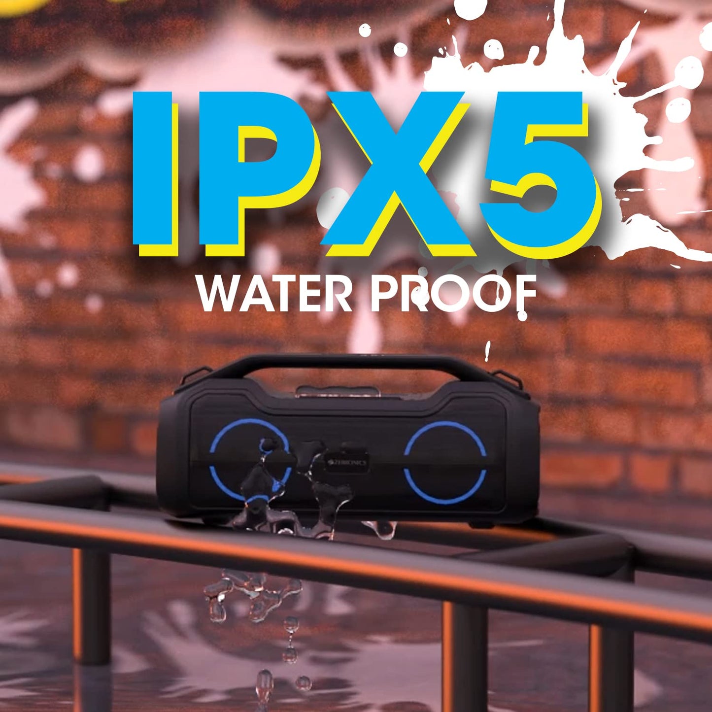 ZEBRONICS Zeb-Sound Feast 500 Bluetooth 5.0 Portable Speaker with 70W, 9H* Backup, TWS, IPX5 Waterproof, Call Function, RGB Lights, AUX, mSD, Voice Assistant, Type C and Grill Finish