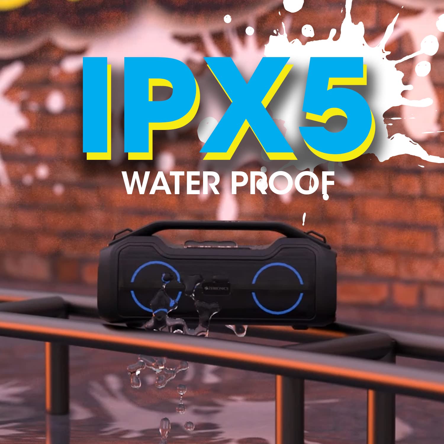 ZEBRONICS Zeb-Sound Feast 500 Bluetooth 5.0 Portable Speaker with 70W, 9H* Backup, TWS, IPX5 Waterproof, Call Function, RGB Lights, AUX, mSD, Voice Assistant, Type C and Grill Finish