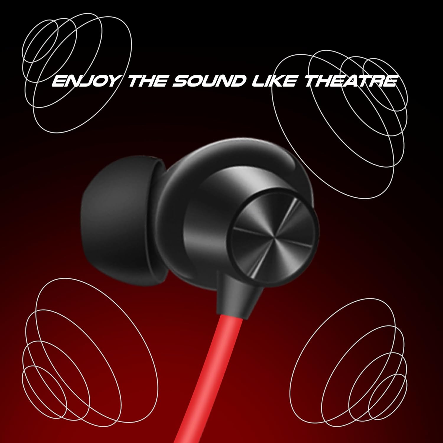 SIGNATIZE Bluetooth Earphone in Ear Wireless Neckband, with Mic,Up to 65 Hours Playtime, Magnetic Earbuds, Lightweight v5.3 Bluetooth Headset for Running, Gyming & Travelling (Red)