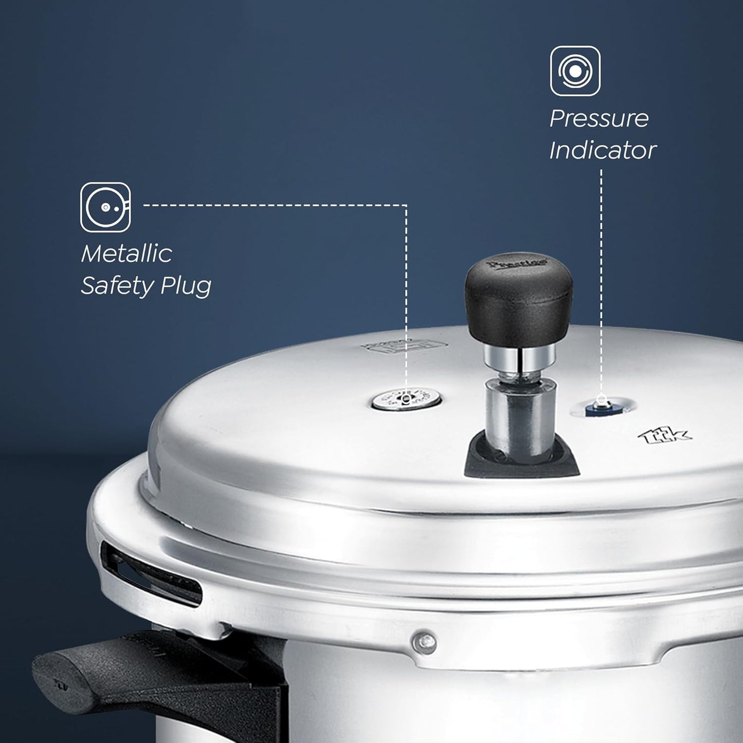 Prestige 2L+3L+5 Litres Popular Max Outer Lid Aluminium Combo Pressure Cooker with 2 Lids |Pressure Indicator | Gas & Induction Compatible |Metallic Safety Plug| Gasket-Release System