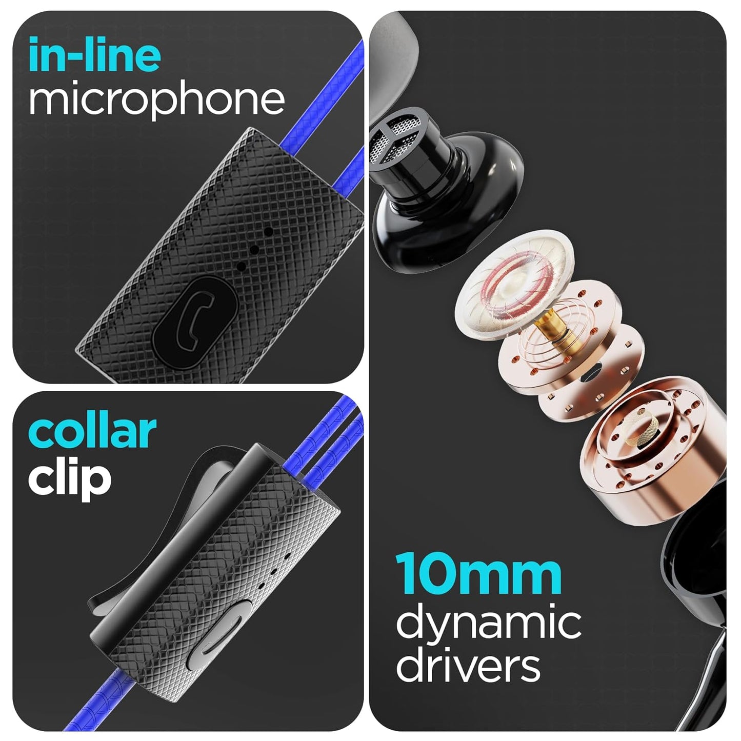 Dubstep Squad M9| X-Bass Technology| 10mm Dynamic Drivers| Mobile/Laptop Compatible|3.5 mm Audio Jack| in-Ear Wired Headphones with Mic- Black & Blue