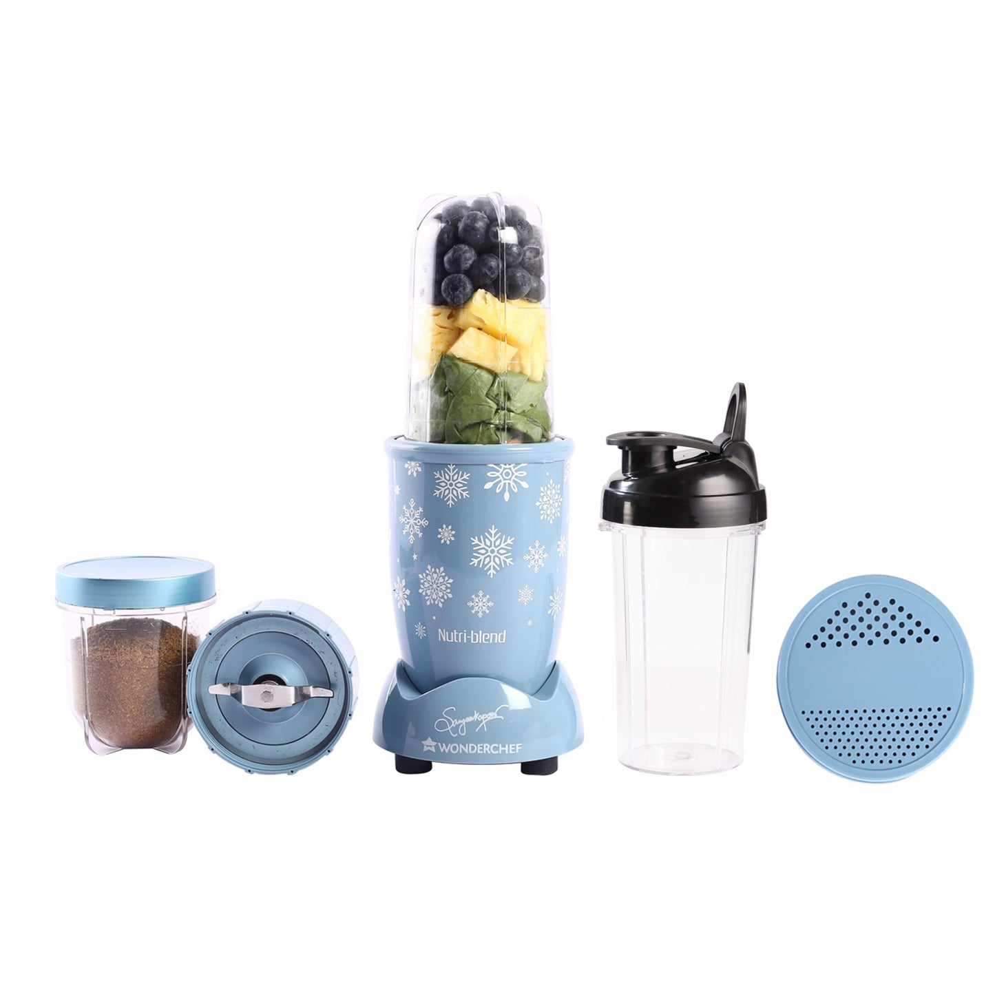 Wonderchef Nutri-blend 500W Mixer Grinder, 22000 RPM Motor, Smoothie Maker, Masala Grinder, Chutney Blender, 3 Unbreakable Jars, Recipe Book by Chef Sanjeev Kapoor, 2 Yr Warranty, Black