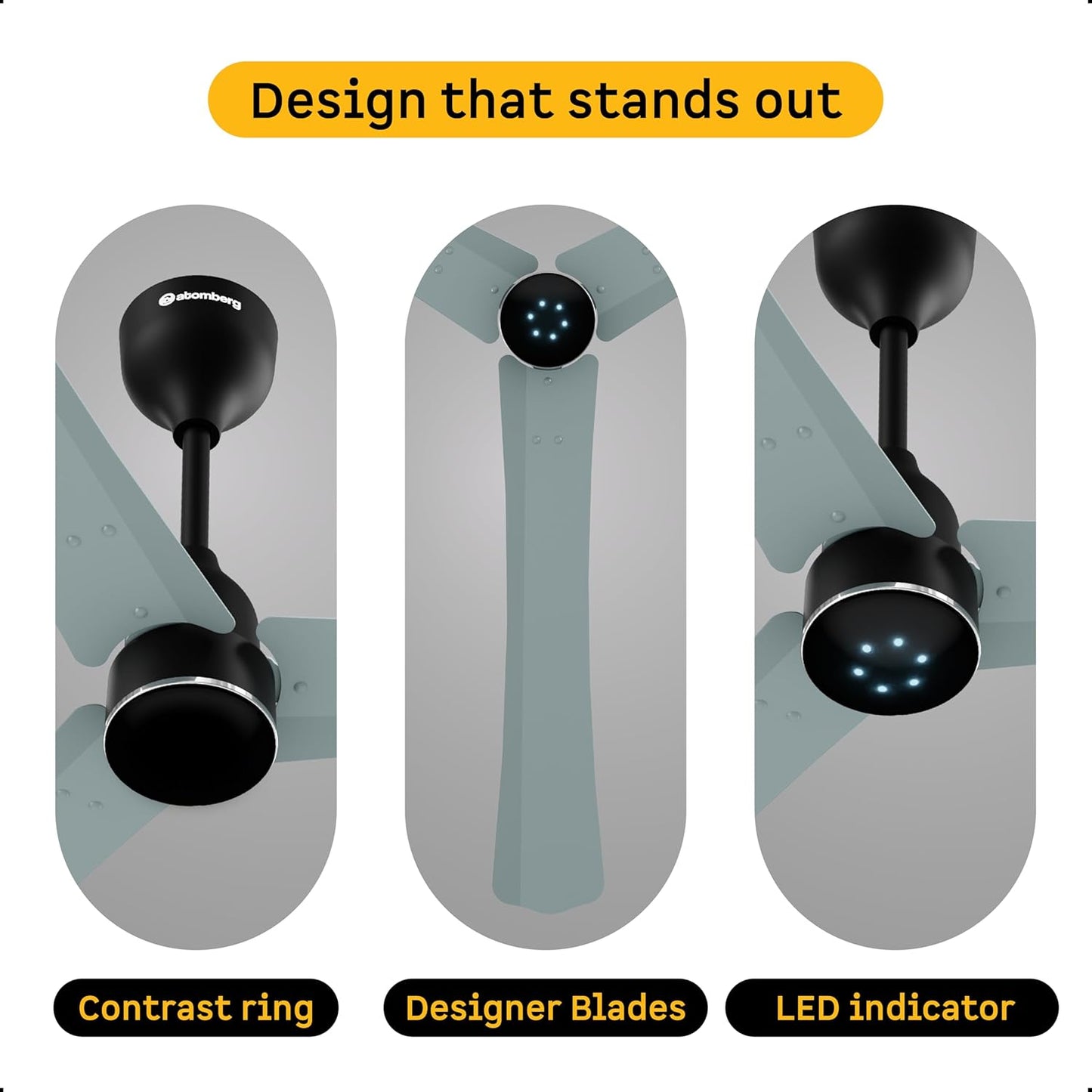 atomberg Renesa Halo Smart 1400mm BLDC Ceiling Fan with IoT & Remote | 5 star | High Air Delivery | Low noise operation | LED Speed Indicator | Sleek Design | 3 Year Warranty|Misty Teal