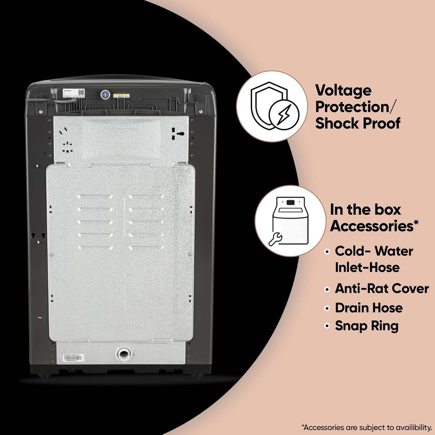 LG 7 Kg 5 Star Smart Inverter Technology Fully Automatic Top Load Washing Machine (T70VBMB1Z, Auto Prewash, Turbodrum, Stainless Steel drum, LED Display, Smart Diagnosis Middle Black)