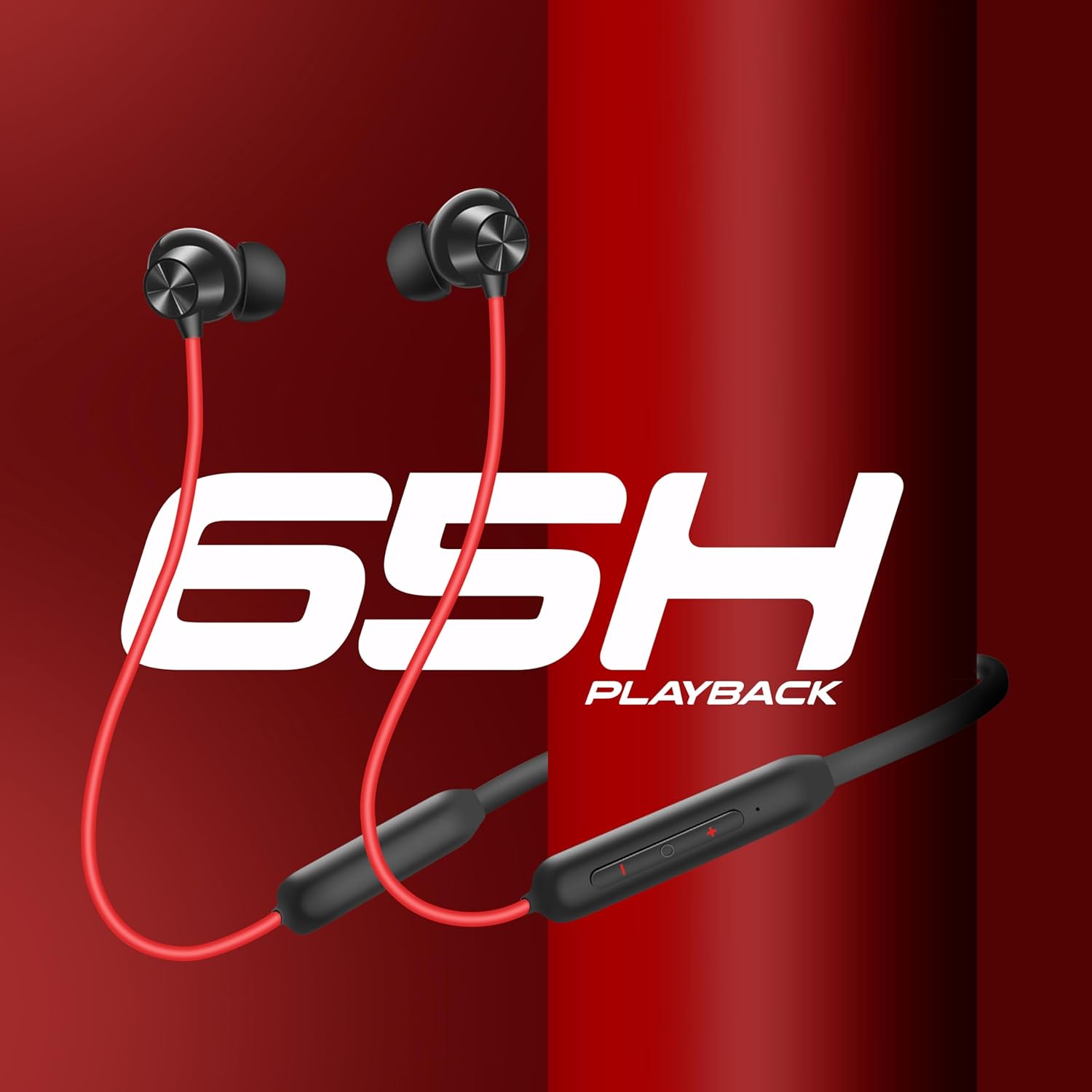 SIGNATIZE Bluetooth Earphone in Ear Wireless Neckband, with Mic,Up to 65 Hours Playtime, Magnetic Earbuds, Lightweight v5.3 Bluetooth Headset for Running, Gyming & Travelling (Red)