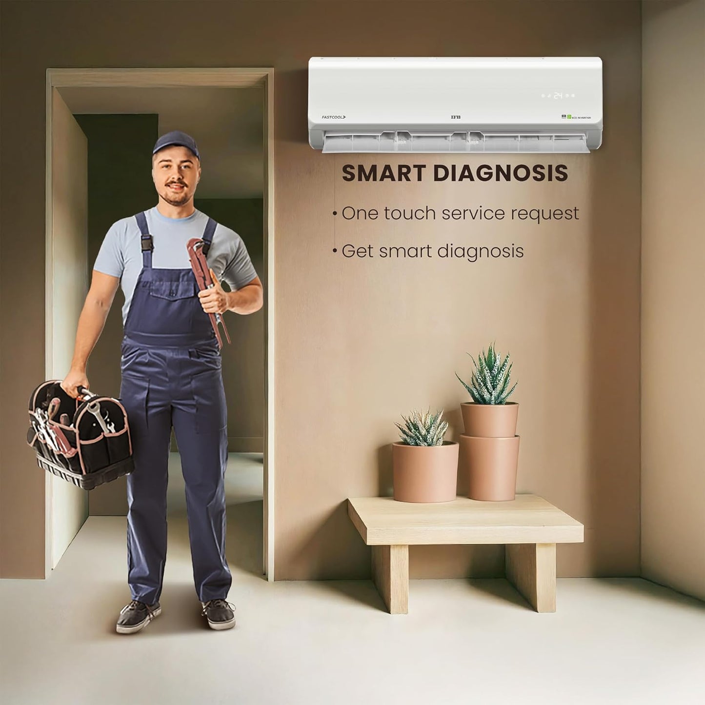 IFB 2025 Model Silver Plus Smart Series 1.5 Ton 3 Star In-built Wifi Split AC with HD Compressor, AI, Dual Gold Fin & 8-in-1 Flexi Mode - White (CI173SL22SGM1, Copper Condenser