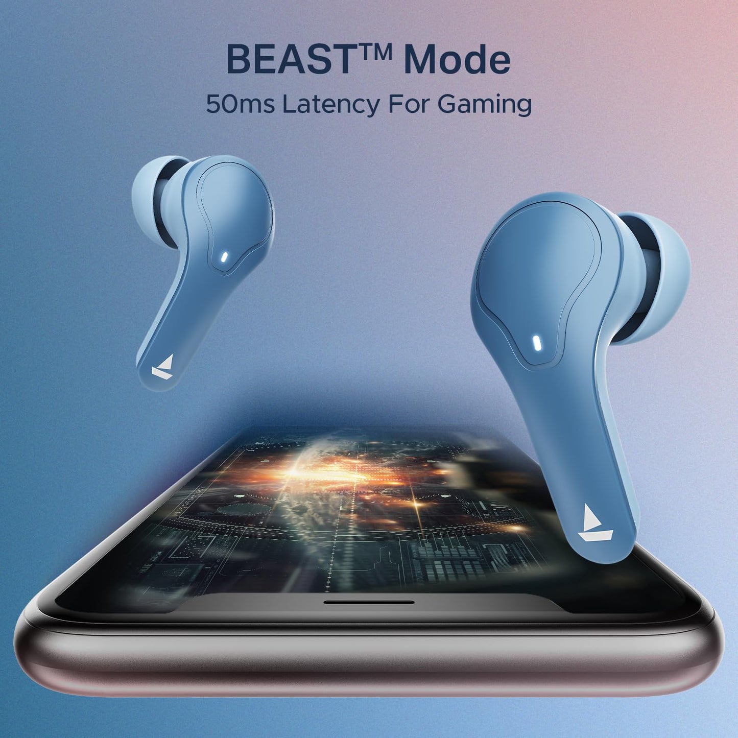 boAt Airdopes Plus 311 (2025 Launch), Glass Design, Dual Mics ENx, Fast Charge, 50 Hrs Battery, Low Latency, IPX4, Bluetooth Earbuds, TWS Ear Buds Wireless Earphones with mic (Midnight Blue)