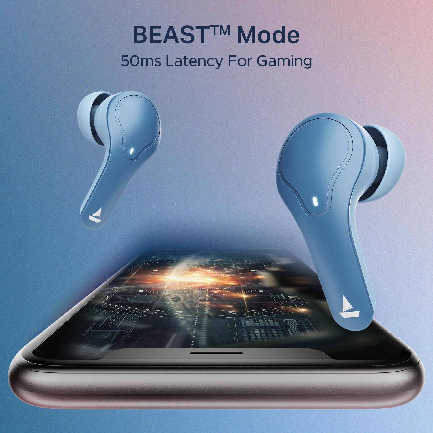 boAt Airdopes Plus 311 (2025 Launch), Glass Design, Dual Mics ENx, Fast Charge, 50 Hrs Battery, Low Latency, IPX4, Bluetooth Earbuds, TWS Ear Buds Wireless Earphones with mic (Midnight Blue)