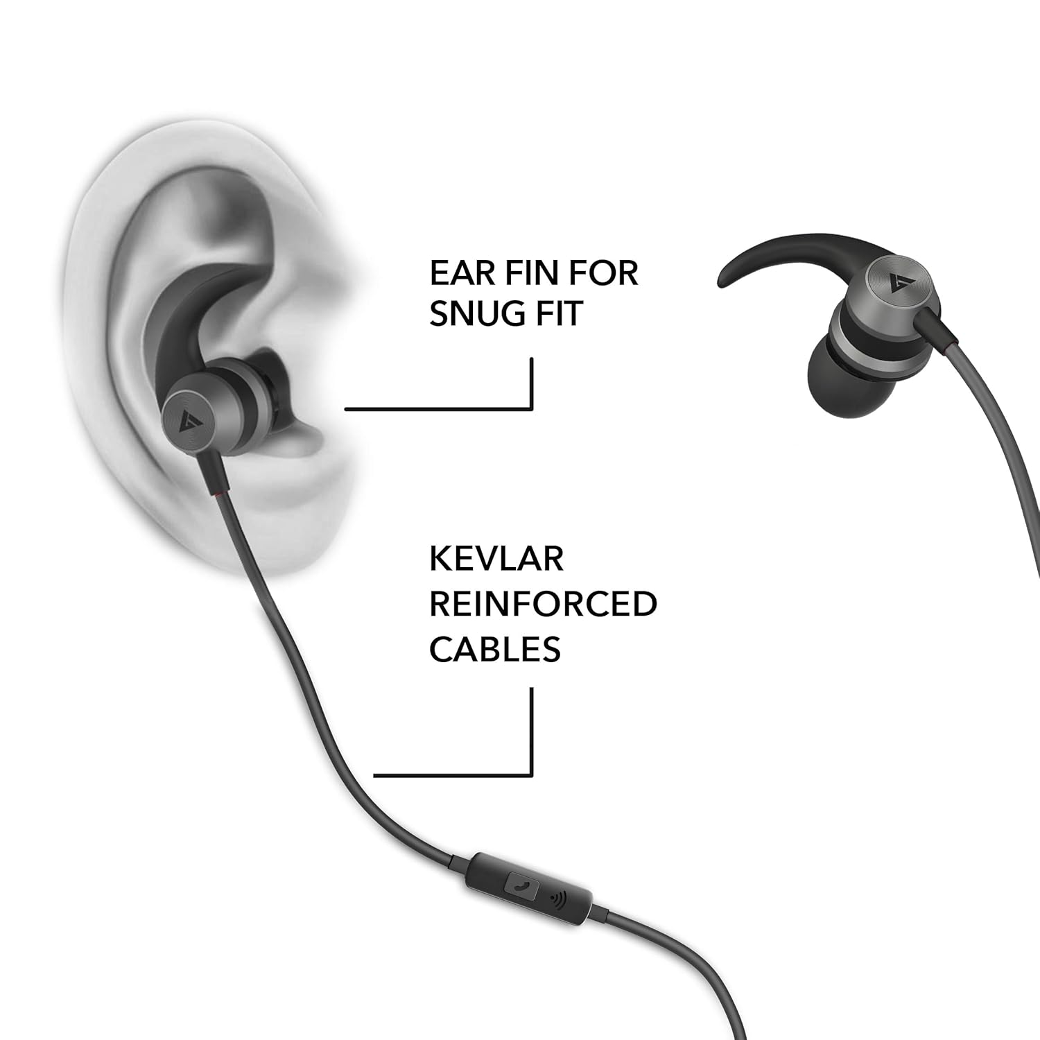 GOBOULT BassBuds X1 in-Ear Wired Earphones with 10mm Extra Bass Driver and HD Sound with mic (Black)