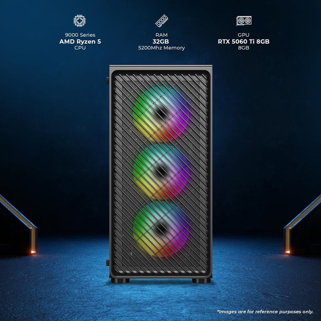 Ant PC Gaming Pc Argentine RZ9600X Ryzen 5 9600X|B650 Chipset WiFi+Bluetooth|32GB DDR5 RAM 5200Mhz| RTX 5060Ti 8GB|1TB Nvme M.2 SSD Gen4|240MM AIO|Mid Tower RGB Cabinet|Windows 11 Home Trial