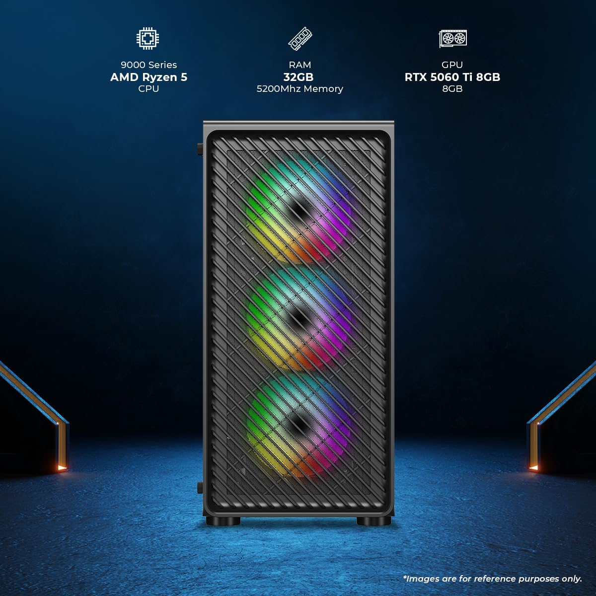 Ant PC Gaming Pc Argentine RZ9600X Ryzen 5 9600X|B650 Chipset WiFi+Bluetooth|32GB DDR5 RAM 5200Mhz| RTX 5060Ti 8GB|1TB Nvme M.2 SSD Gen4|240MM AIO|Mid Tower RGB Cabinet|Windows 11 Home Trial