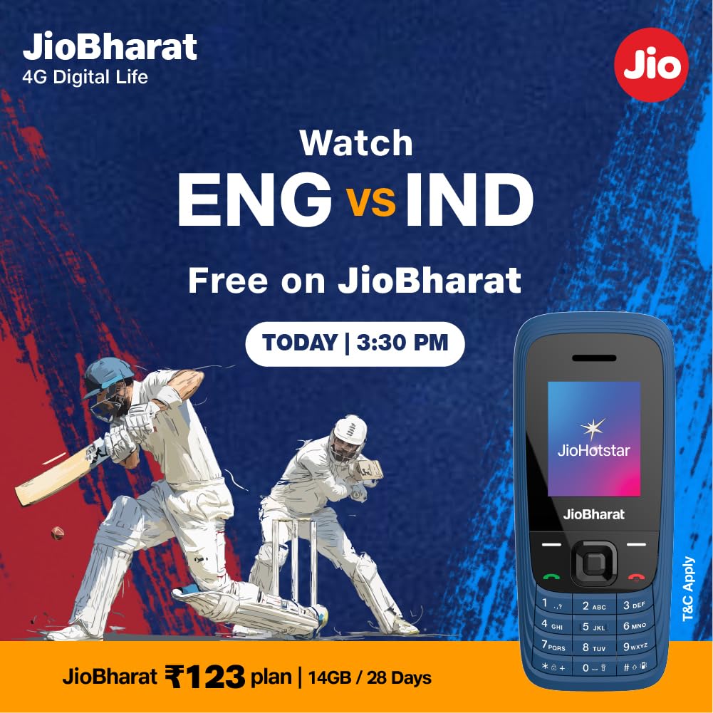 JioBharat V4 4G Phone with JioTV, JioHotstar, UPI, JioSoundPay,JioSaavn, Long Lasting Battery, LED Torch, Digital Camera | Blue | Locked for JioNetwork