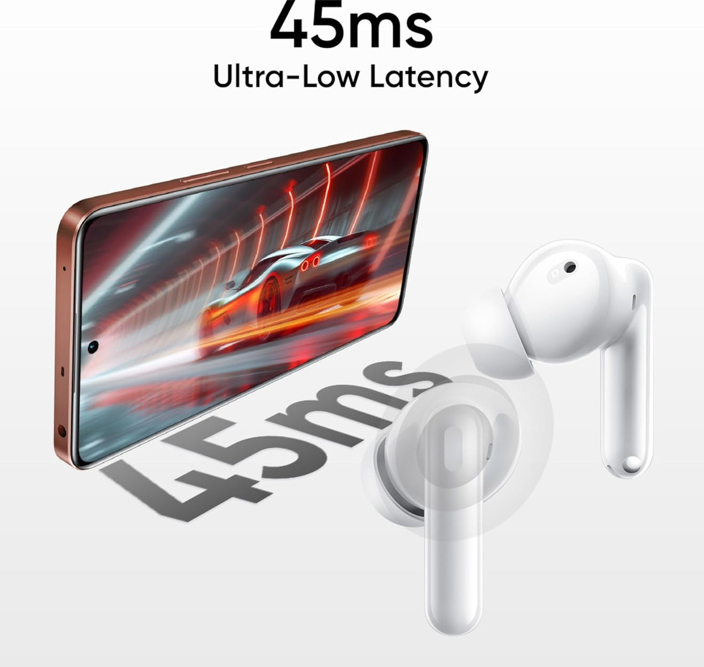 realme Buds T310 Truly Wireless in Ear Earbuds with 46dB Hybrid ANC, 360° Spatial Audio, 12.4mm Dynamic Bass Driver, Upto 40Hrs Battery and Fast Charging (Agile White)