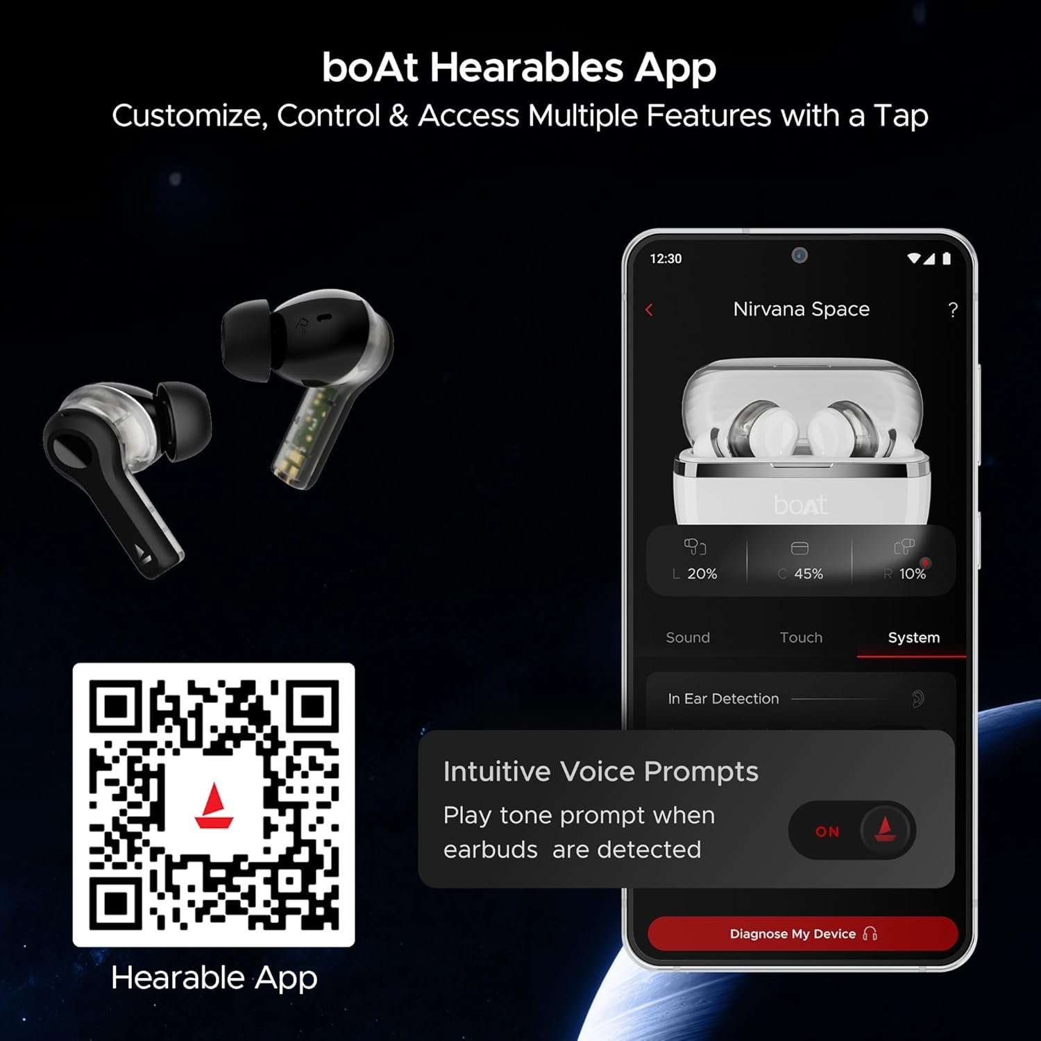 boAt Nirvana Space, 360º Spatial Audio, Active Noise Cancellation (~32dB), 100Hrs Battery,4Mics ENx, Fast Charge, v5.3 Bluetooth Earbuds, TWS Ear Buds Wireless Earphones with mic (Cosmic Black)