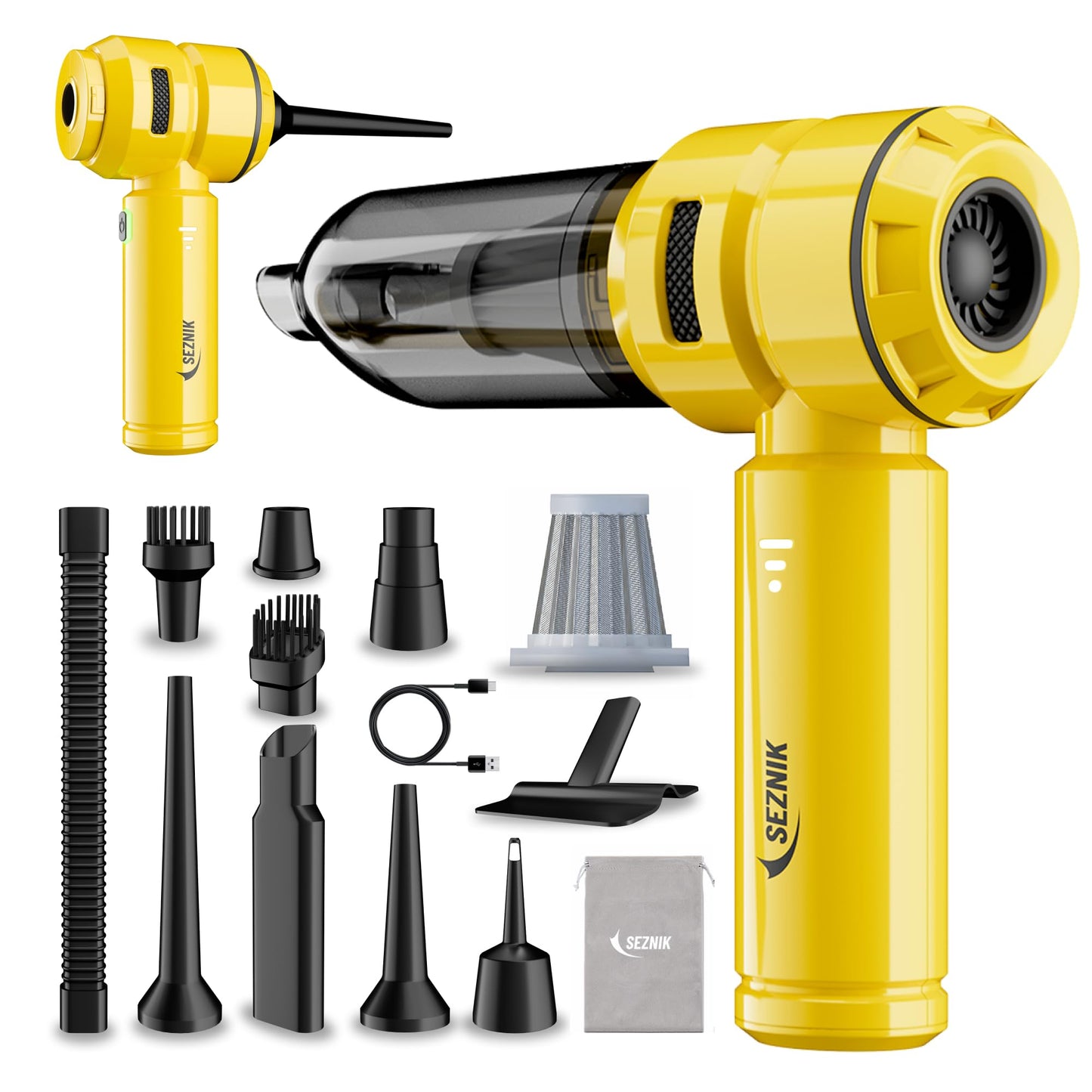 SEZNIK Vacuum Cleaner for Home Use Wet and Dry | Turbo Sweep 3-in-1 Handheld Vacuum Cleaners | Corded, 600W, 20kpa Suction | 200ml Water Tank | Vacuum & Mopping (SZ-V07)