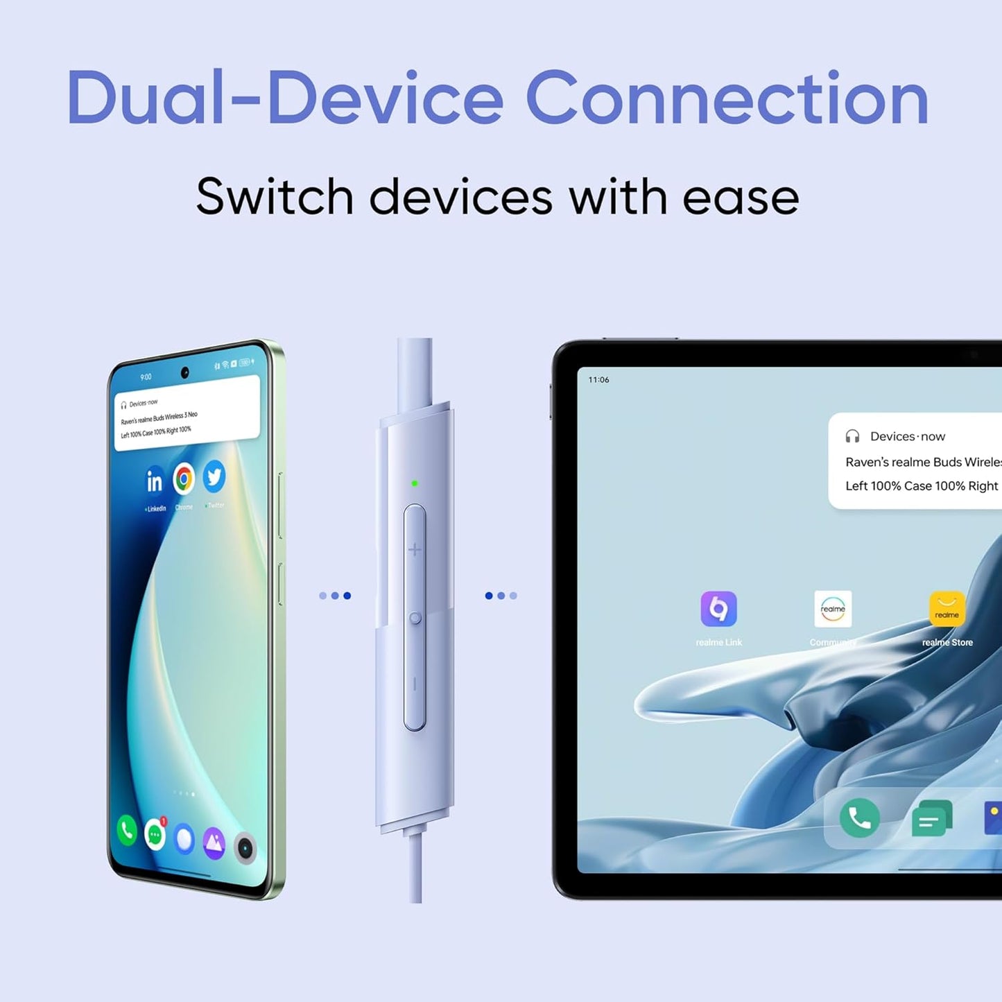 realme Buds Wireless 3 Neo in Ear Bluetooth Neckband with 13.4 Mm Dynamic Bass Boost Driver,Upto 32 Hours Playback,Fast Charge,Ai Enc,45Ms Low Latency,Ip55 Dust&Water Resistannt&Bluetooth V 5.4 Blue