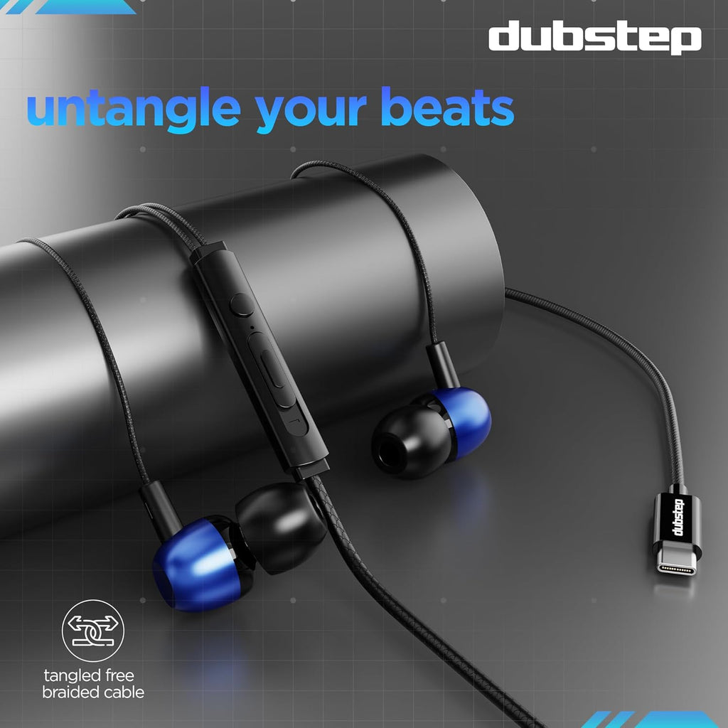 Dubstep Squad M11 with X-Bass Technology, 10mm Dynamic Drivers, Inline Control, Type-C Earphones with Mic (Blue & Black)