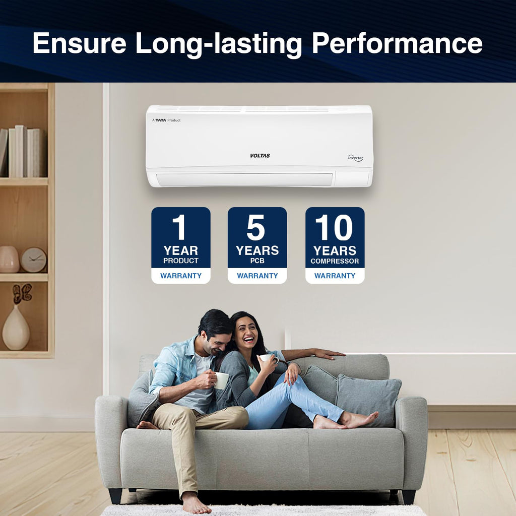 Voltas 1.5 ton 3 Star, Inverter Split AC (Copper, 4-in-1 Adjustable Mode, Anti-dust Filter,183V Vectra CAW, White)