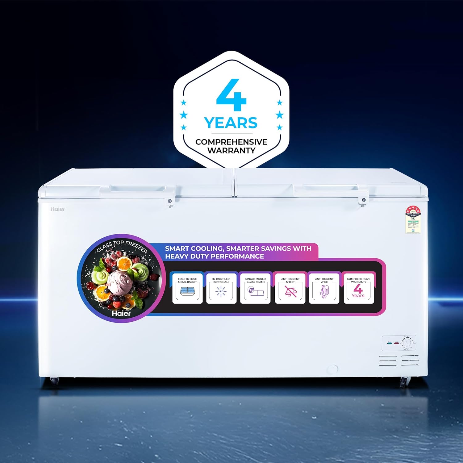 Haier HFC-588M5, 5-Star Rating, Double Door Convertible Deep Freezer, 5-Side Freezing, Dual Condenser, Inside Metal Liner & BEE Recognized Most Energy-Efficient Freezer (White)