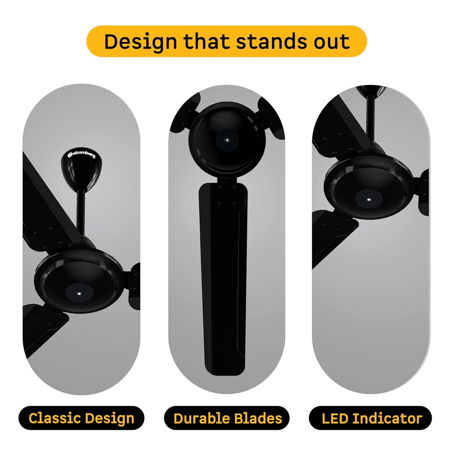 atomberg Ameza 1200mm Timeless BLDC Ceiling Fan with Remote|5 star|High Air Delivery|LED Speed Indicator|Low Noise|Timeless Design with Power Saving|2 Year Warranty|Gloss Black