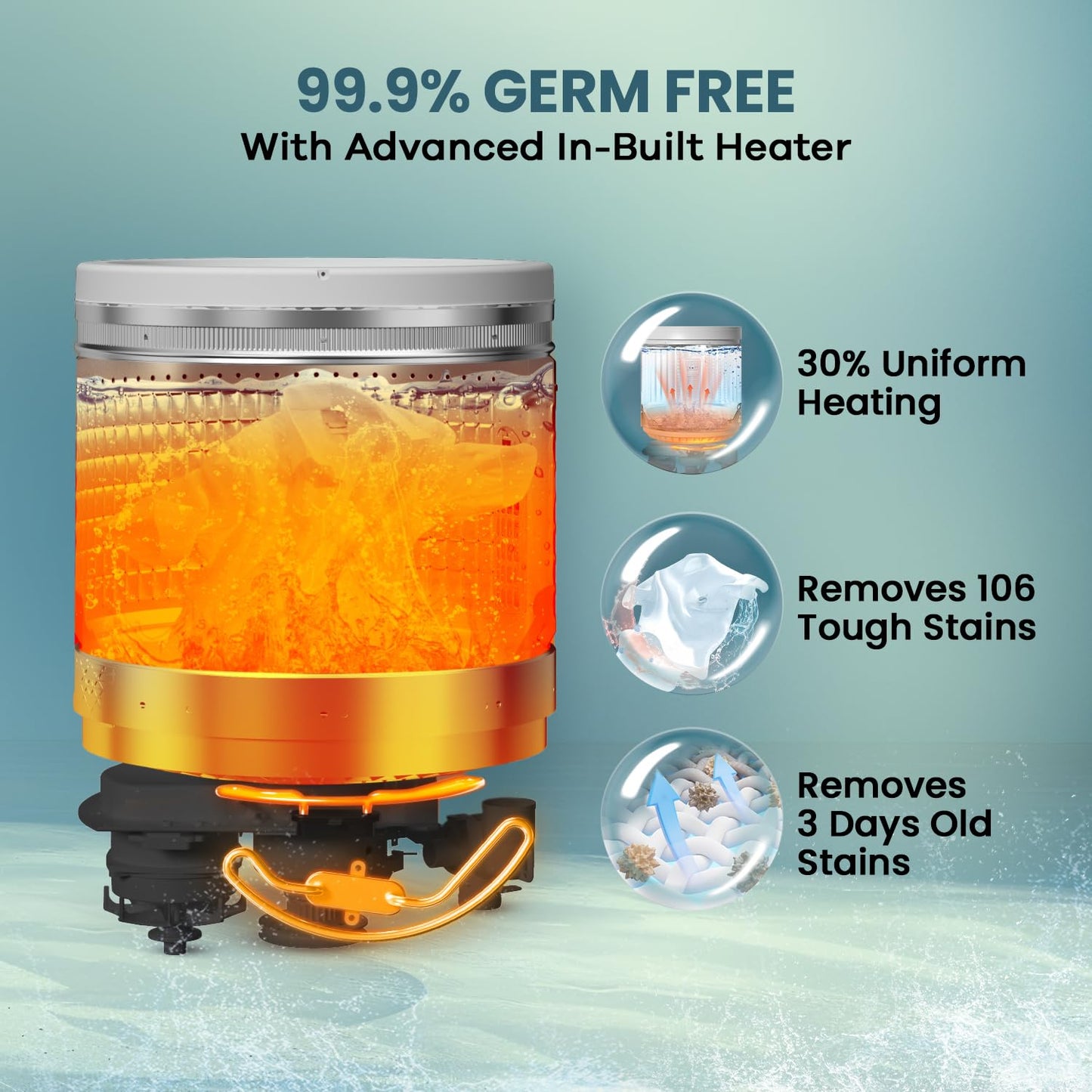 Haier 9 Kg, 5 Star, Oceanus Wave Technology Toughened Glass Fully Automatic Top Loading Washing Machine (HWM90-H678ES8, Inbuilt Heater, Near Zero Pressure, Dark Jade Silver)