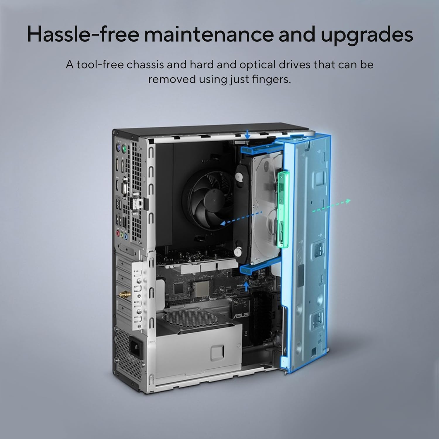 ASUS S500SE, Intel Core i5-14400 Processor 2.5GHz (20M Cache, up to 4.7GHz, 10 cores), Tower PC (8GB RAM/512GB SSD/Windows 11/Office Home/with Wired Keyboard & Mouse/Gray/5 Kg), S500SER-514400009WS