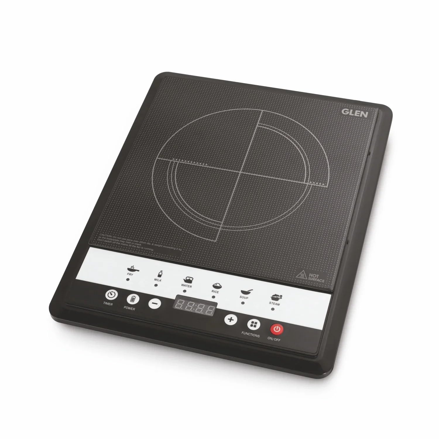 Glen 2000W Infrared Cooktop Stove with Grill Rack for Barbecue, Crystal Glass Plate, Digital Display, 3 Preset Cooking Modes, Touch Control, Infrared Hot Plate (SA3074_Infra)