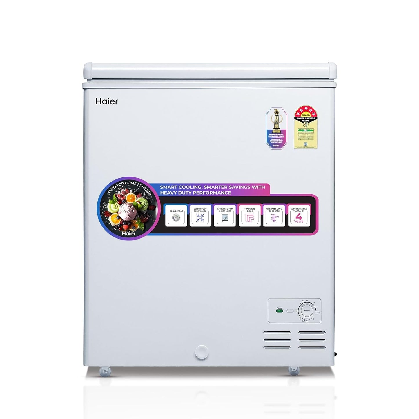 Haier HFC-175SM5, 5 Star Rating Single Door Convertible Deep Freezer, Inside Metal Liner with Deo Fresh and 4 Years Comprehensive Warranty (White)