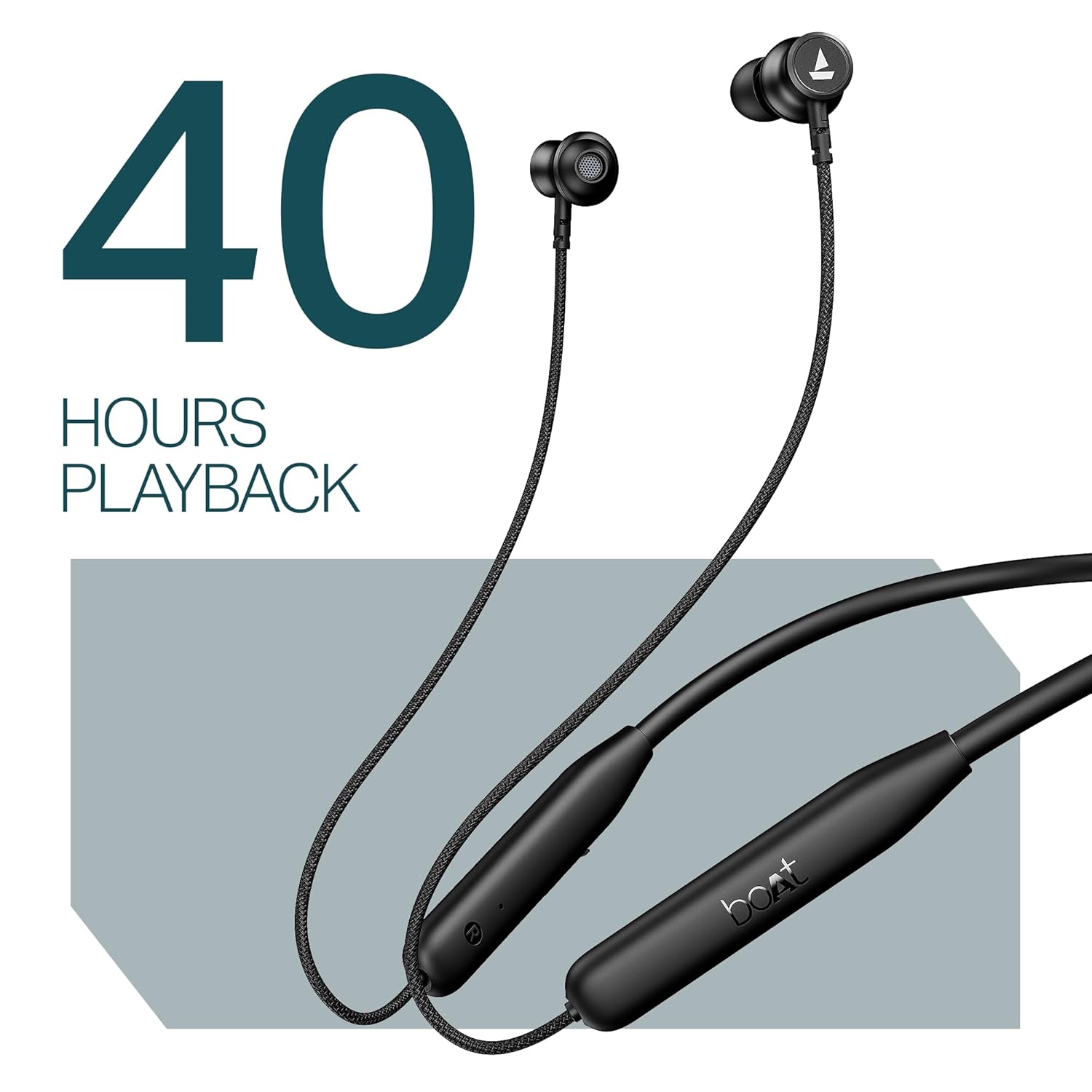 boAt Rockerz 113 (2025 Launch), 40 Hrs Playback, Dual Pair, Fast Charge, Enx Tech, Low Latency, Magnetic Buds, Bluetooth Neckband, Wireless with Mic in Ear Earphones(Active Black)