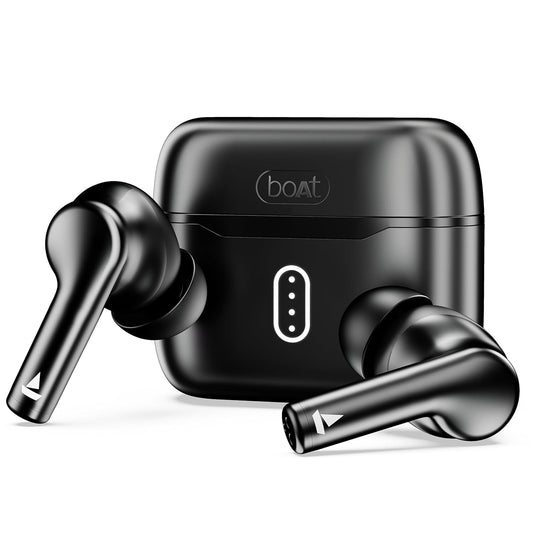 boAt Airdopes 141 Pro Buds, 13mm Drivers, Metallic Finish, 60HRS Battery, 4Mics ENx, Fast Charge, IPX5, v5.3 Bluetooth TWS in Ear Earbuds Wireless Earphones with mic (Obsidian Black)