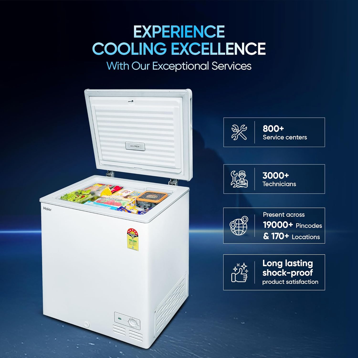 Haier HFC-175SM5, 5 Star Rating Single Door Convertible Deep Freezer, Inside Metal Liner with Deo Fresh and 4 Years Comprehensive Warranty (White)