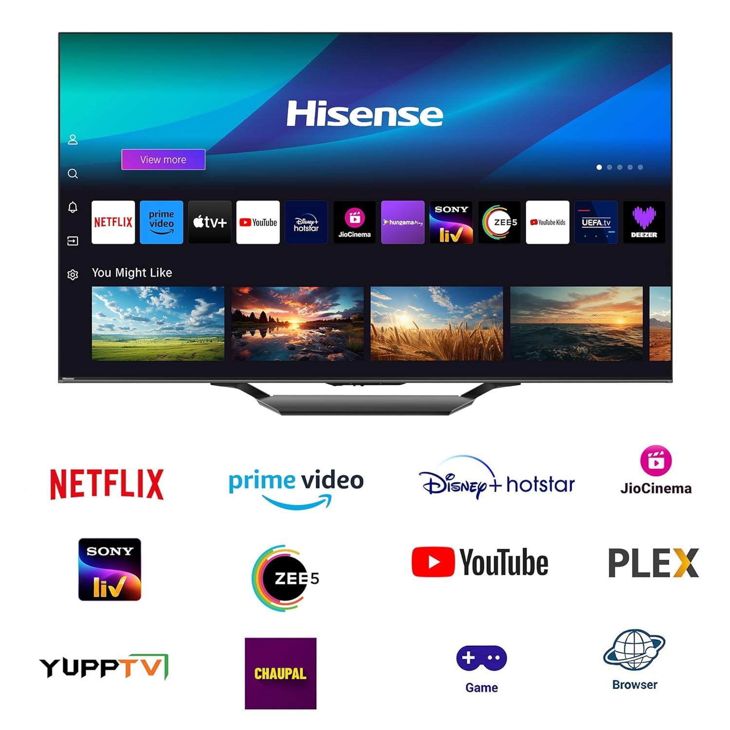 Hisense 139 cm (55 inches) U7N Series 4K Ultra HD Smart QLED Mini LED TV 55U7N (Black)