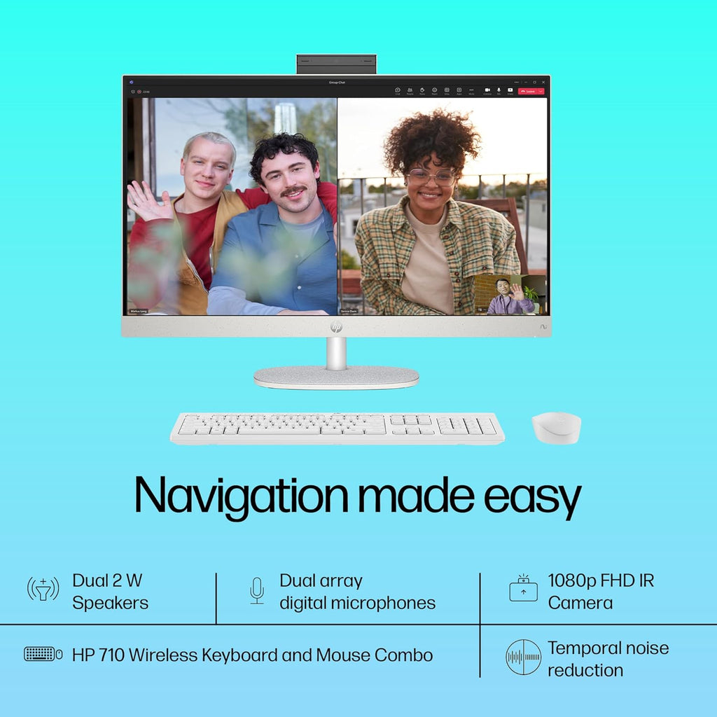HP Next Gen AI AIO, AMD Ryzen AI 7 350, 50 Tops,(16GB DDR5,1TB SSD) IPS, 300 nits, Anti-Glare, 27inch(68.6cm) FHD, Win 11, Office24, Shell White, 11.9kg, FHD Camera w/Privacy shuttter, 27-ct2073in