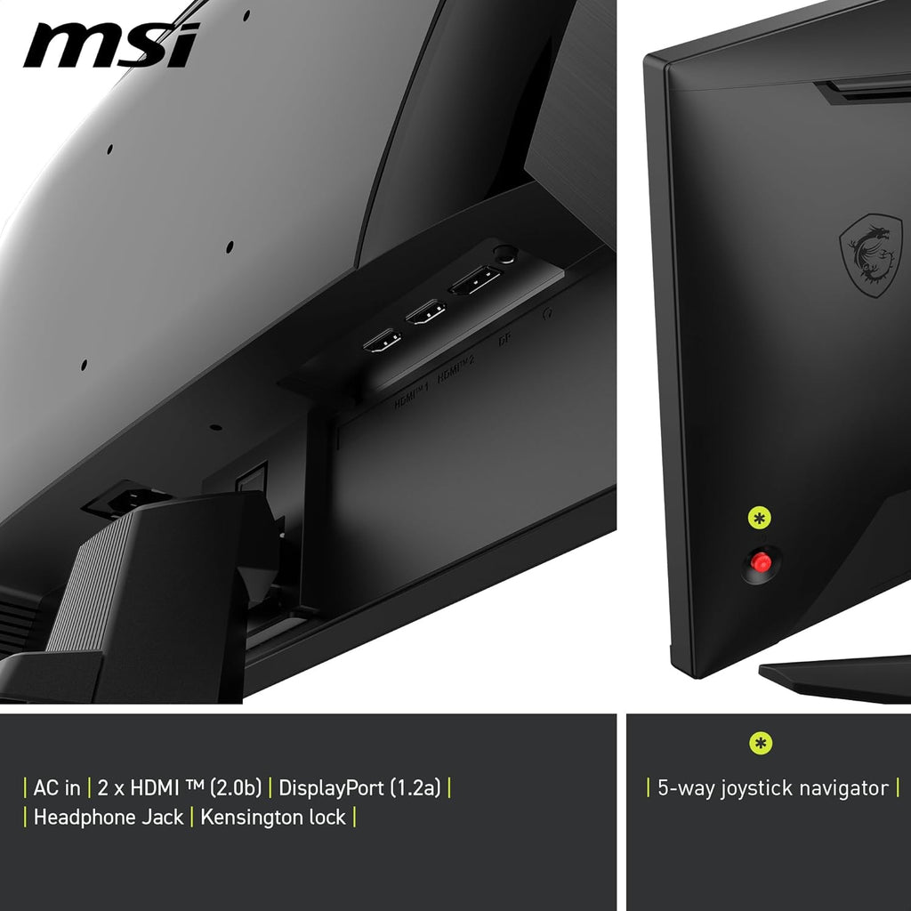 MSI MAG 255F E20 24.5-Inch FHD 1920x1080 Gaming Monitor, 200Hz, 0.5ms, HDR Ready, AMD FreeSync Premium, Eye Care, AI Vision, HDMI 2.0b, DP 1.2a, Frame-Less, Tilt Adjustable, Vesa Mount, Black