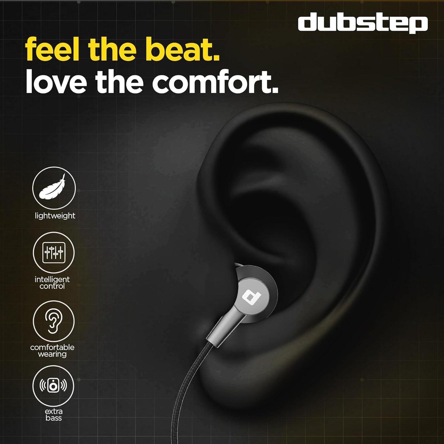 Dubstep Squad M7 with X-Bass Technology, 10mm Dynamic Drivers, Mobile/Laptop Compatible, 3.5 mm Audio Jack, in-Ear Wired Headphones with Mic - Grey