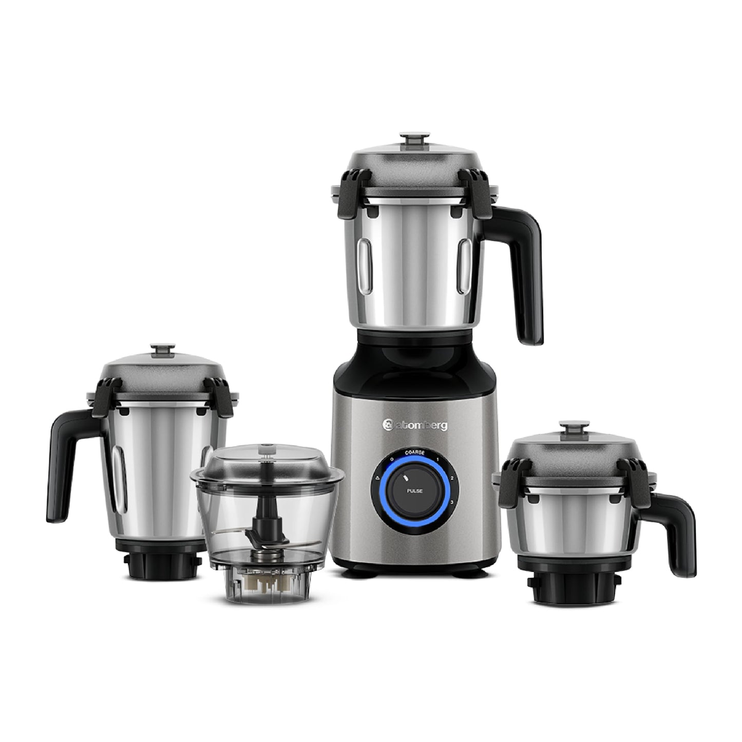 Atomberg Zenova Mixer Grinder | Unique Coarse Mode for Silbatta-like Texture | Intelligent BLDC Motor | Safety Features | 4 Jars including Chopper | Hands-Free Operation (Red Wine)