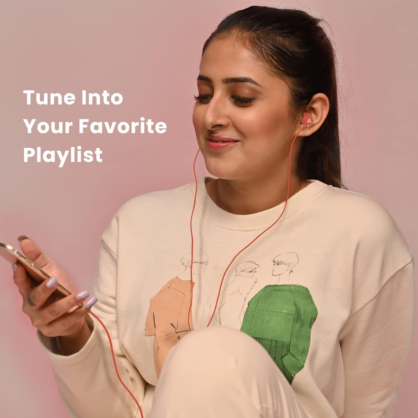 Ambrane Stringz 38 Wired Headphones with Mic, Powerful HD Sound with High Bass, Tangle Free Cable, Comfort in Ear Fit, 3.5mm Jack (Amber Orange)