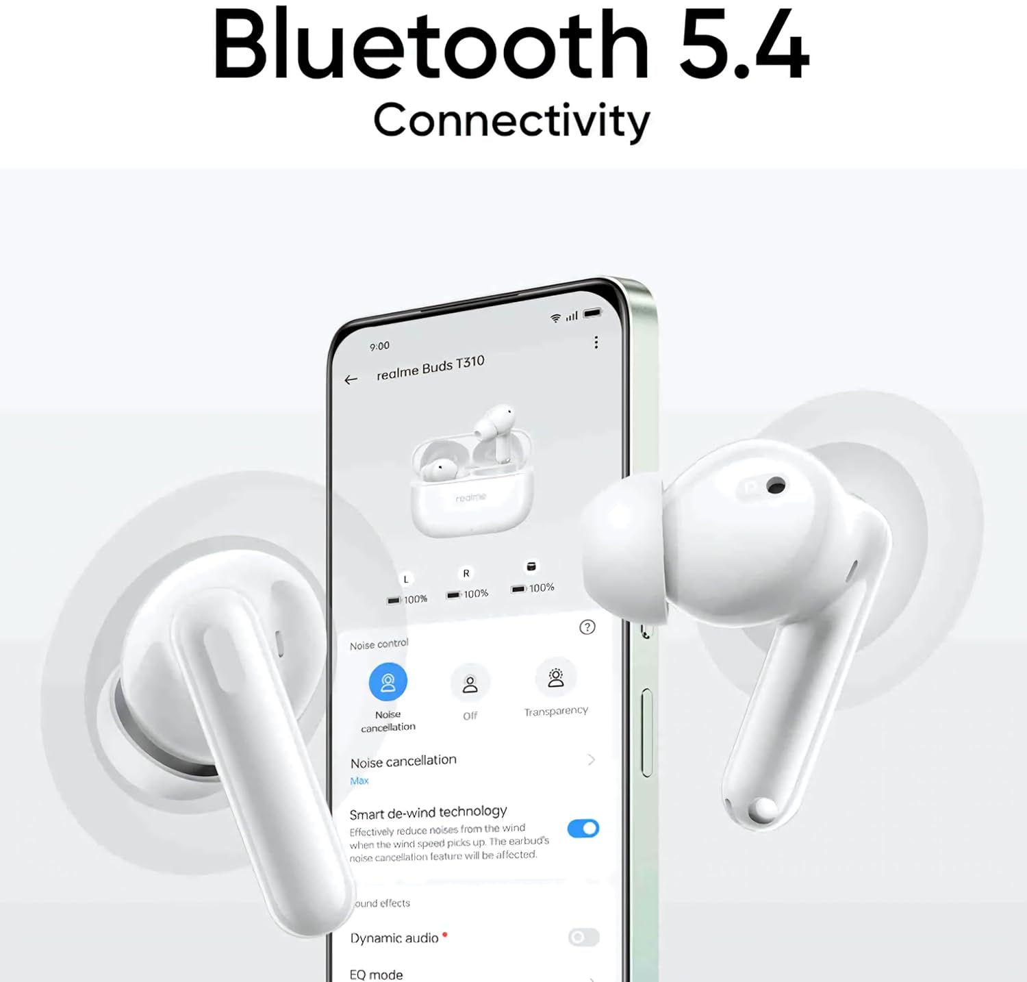 realme Buds T310 Truly Wireless in Ear Earbuds with 46dB Hybrid ANC, 360° Spatial Audio, 12.4mm Dynamic Bass Driver, Upto 40Hrs Battery and Fast Charging (Agile White)