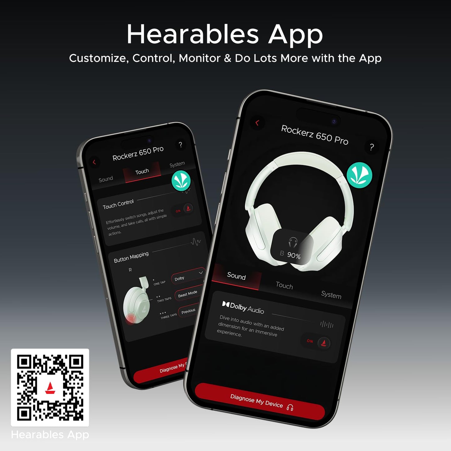 boAt New Launch Rockerz 650 Pro, Touch/Swipe Controls, Dolby Audio, 80Hrs Battery, 2Mics ENx, Fast Charge, App Support, Dual Pair, Bluetooth Over Ear Headphones with Mic (Iris Black)