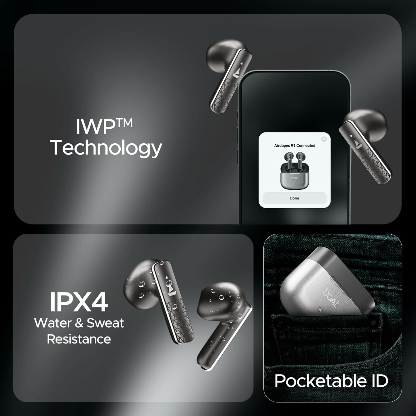 boAt Airdopes 91 Prime, 45HRS Battery, 13mm Drivers, Metallic Finish, Low Latency,ENx Tech, Fast Charge, v5.3 Bluetooth Earbuds, TWS Ear Buds Wireless Earphones with mic (Sonic Silver)