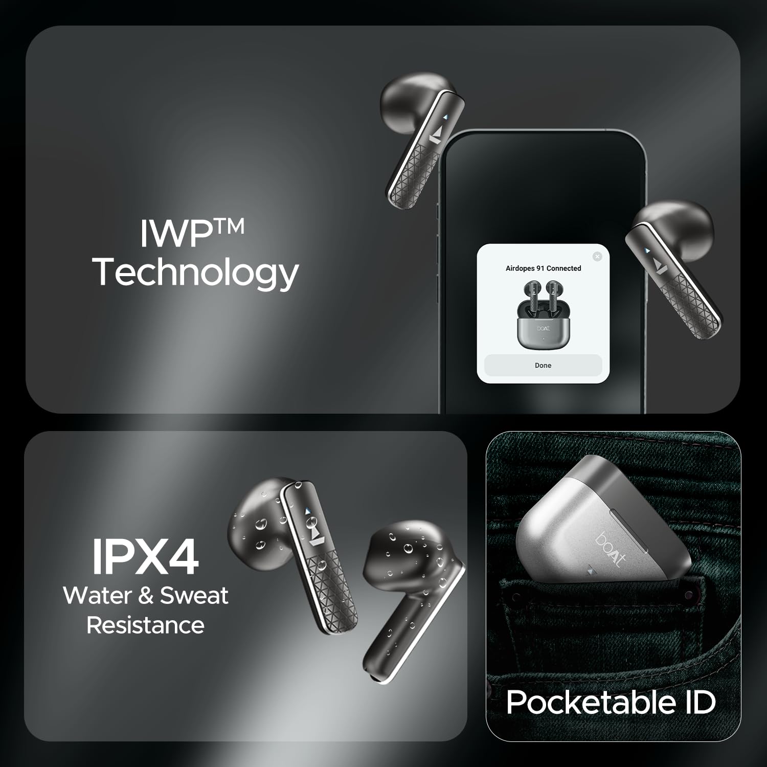 boAt Airdopes 91 Prime, 45HRS Battery, 13mm Drivers, Metallic Finish, Low Latency,ENx Tech, Fast Charge, v5.3 Bluetooth Earbuds, TWS Ear Buds Wireless Earphones with mic (Sonic Silver)