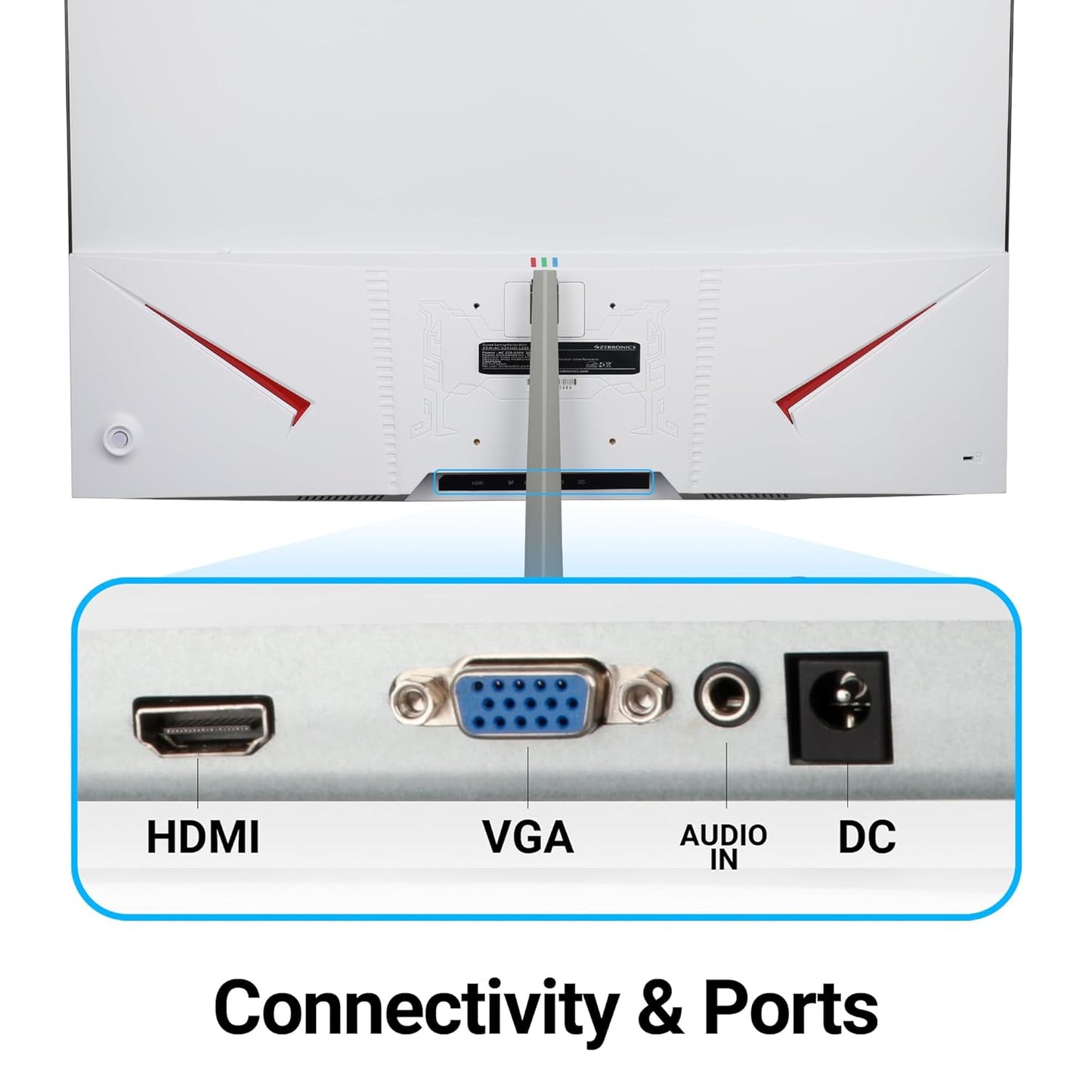 ZEBRONICS AC32FHD LED Curved 75Hz 80Cm (32") (81.28 Cm) 1920x1080 Pixels FHD Resolution Monitor with HDMI + VGA Dual Input, Built-in Speaker, Max 250 Nits Brightness, Black