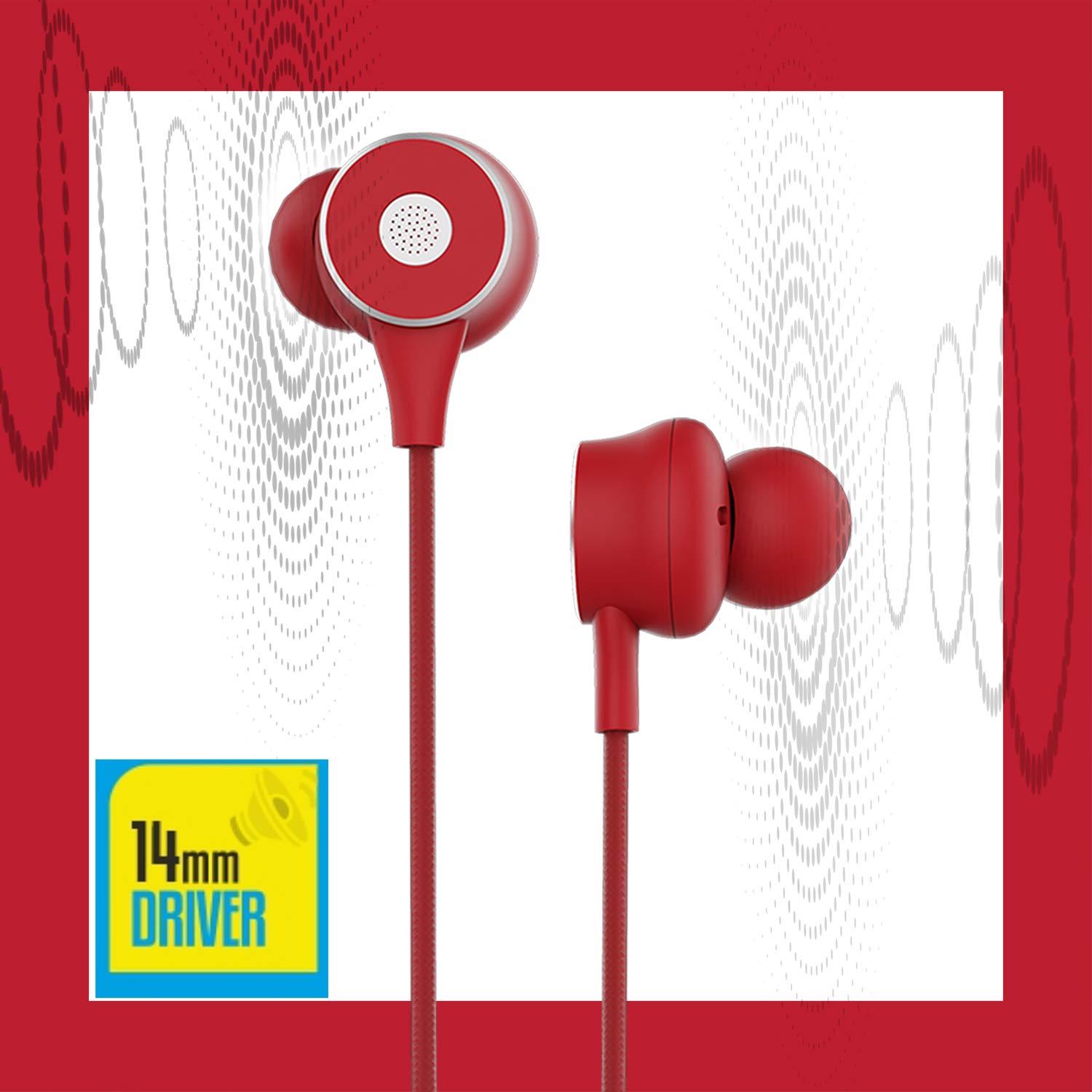 ZEBRONICS Zeb Buds 20 in Ear 3.5mm Wired Stereo Earphones with Mic, 1.2 Metre Cable, 14mm Drivers, in Line Mic & Volume Controller (Red)