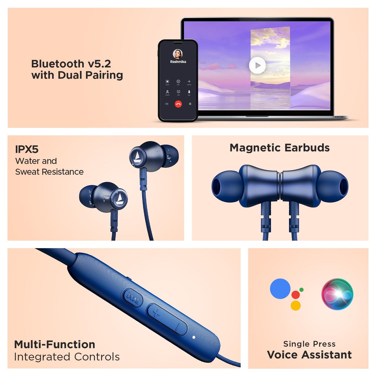 boAt Rockerz 245 V2 Pro, 30HRS Battery, Enx Tech, Fast Charge, Low Latency, Dual Pairing, Magnetic Buds, USB Type-C Interface & IPX5, Bluetooth Neckband, in Ear Wireless with Mic Earphones(Cool Blue)