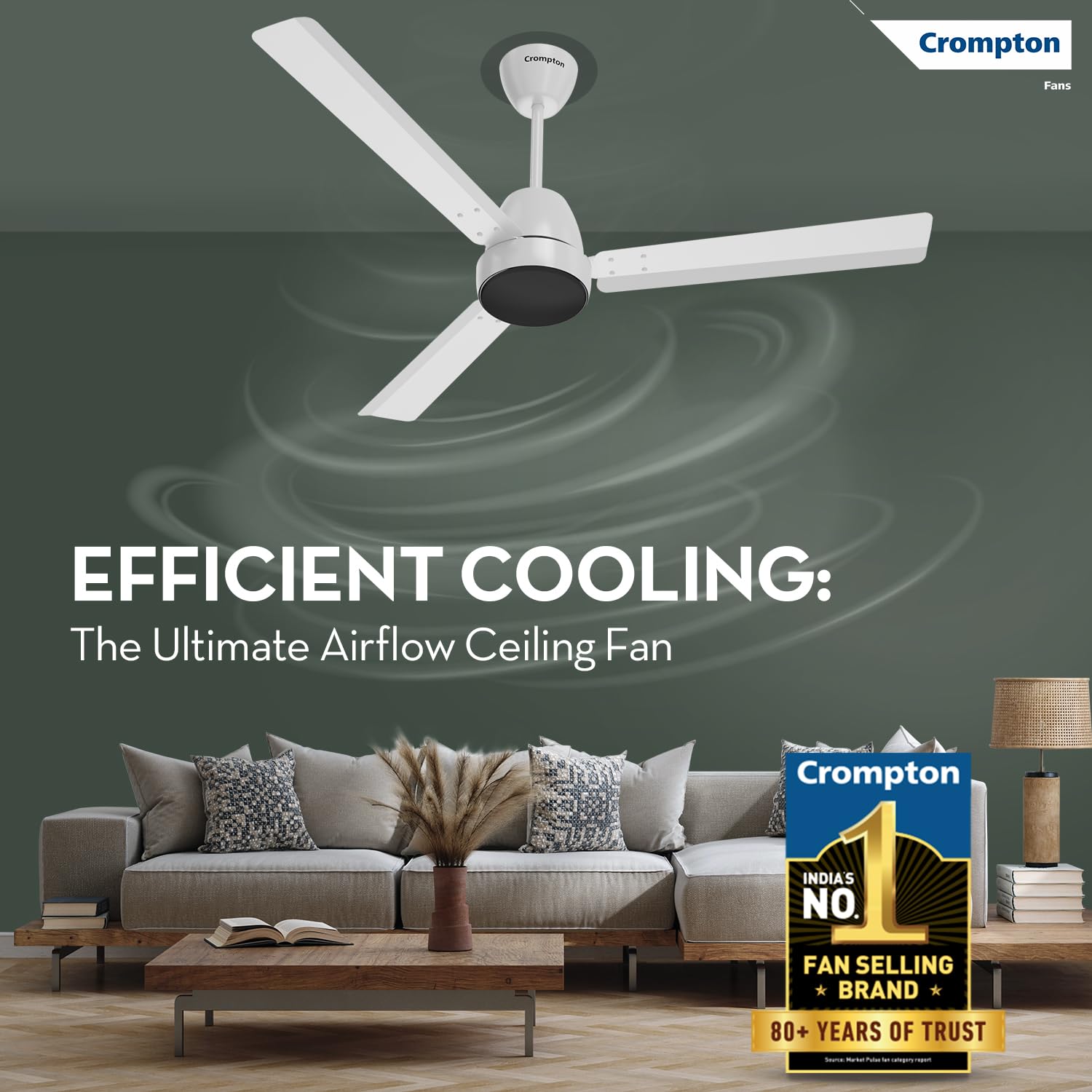 Crompton Energion Nucleoid 1200mm BLDC Ceiling Fan | Remote Control | BEE 5 Star Energy Rated | High Air Delivery | 4 Years Manufacturer Warranty | Silver White