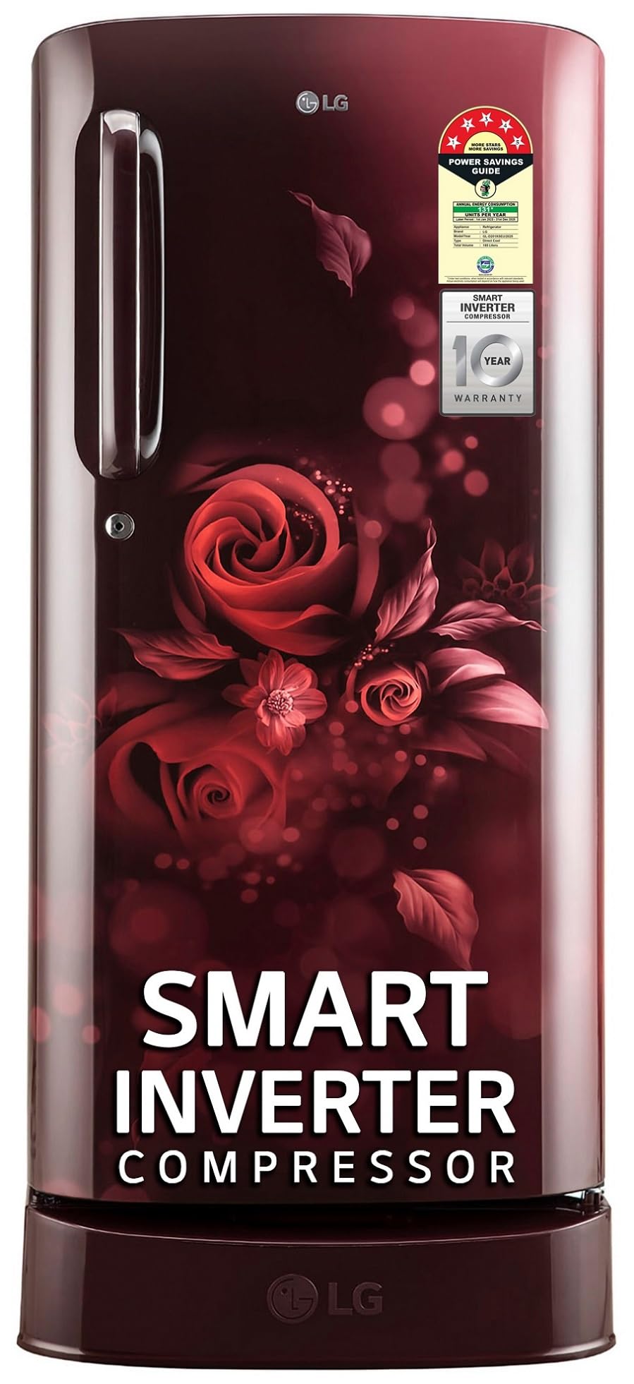 LG 185 L, 5 Star, Smart Inverter Compressor, Direct-Cool Single Door Refrigerator (GL-D201APZU.BPZZEBN, Shiny Steel, Base stand with drawer & Fast Ice Making)