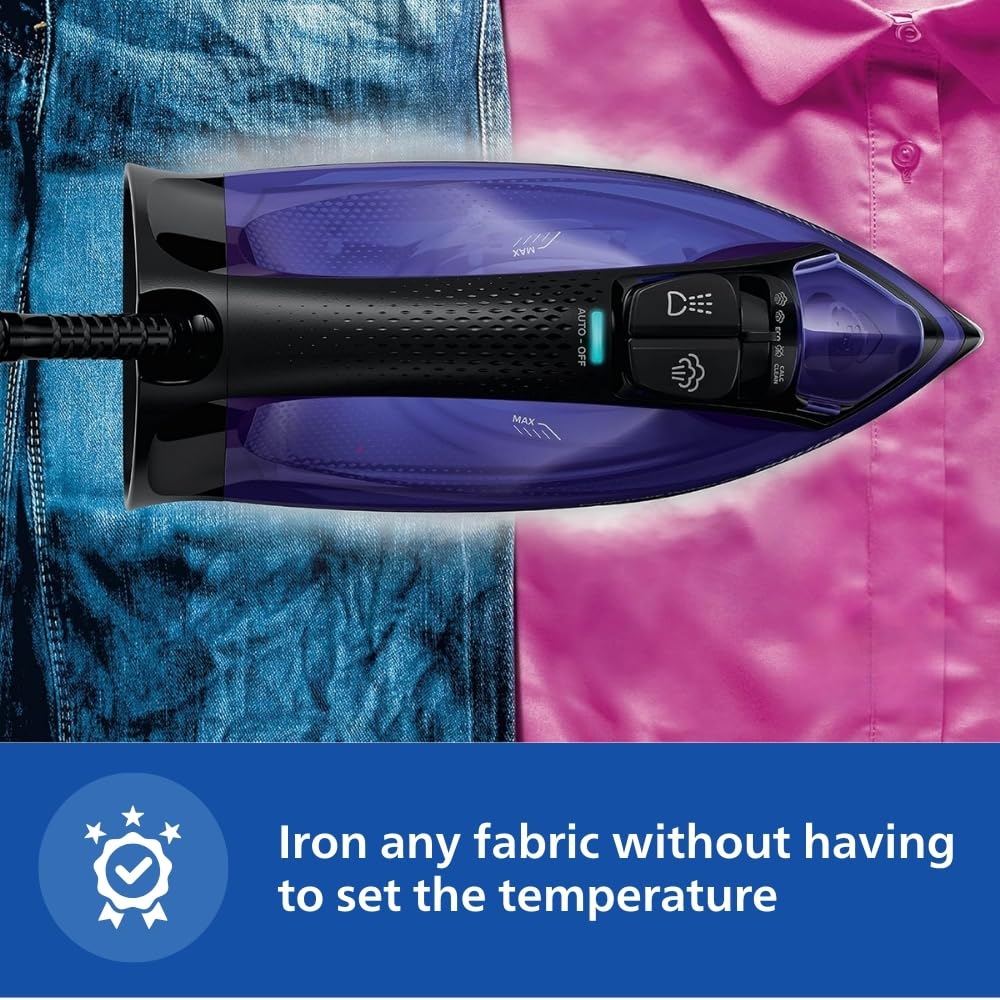 PHILIPS Plastic Perfect Care Power Life Steam Iron Gc3925/34,2400 Watts Up To 45 G/Min Steam Output,Optitemp Technology,Steam Glide Plus Soleplate,Drip-Stop And Shut-Off With No-Burns Guaranteed